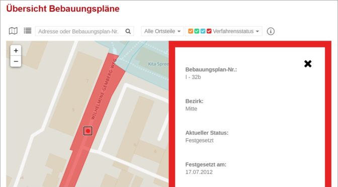 Netzfund: Öffentliche Auslegung von Bebauungsplanentwürfen an der Spree