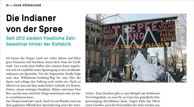 Aus der „ecke köpenicker“ No 3 Juli/August 2020: Die Indianer von der Spree