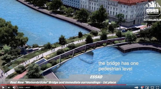 Die eindrucksvolle Live-Präsentation von Ideen für eine neue Waisenbrücke als Aufzeichnung