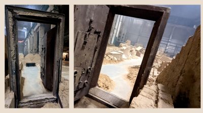 Die Tresortür in der Ausstellung TRESOR-31 – Click für eine Großansicht