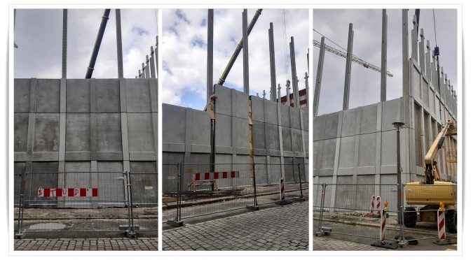 Schule Adalbertstraße. 19 m Betonwand brüskiert Anwohner – hilft Grün oder Kunst?