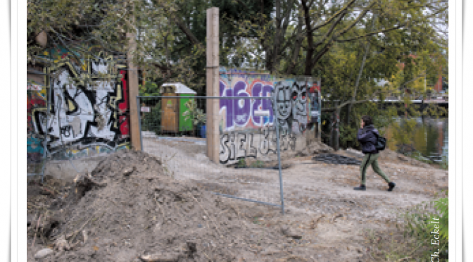 Unterbrochen: Fortgang der Arbeiten am Spreeuferweg