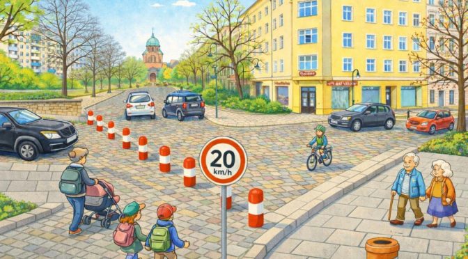 Diagonalsperre Waldemarstrasse Ecke Leuschnerdamm, KI generiert mit open Ai - Quelle: KFZ Wildwest